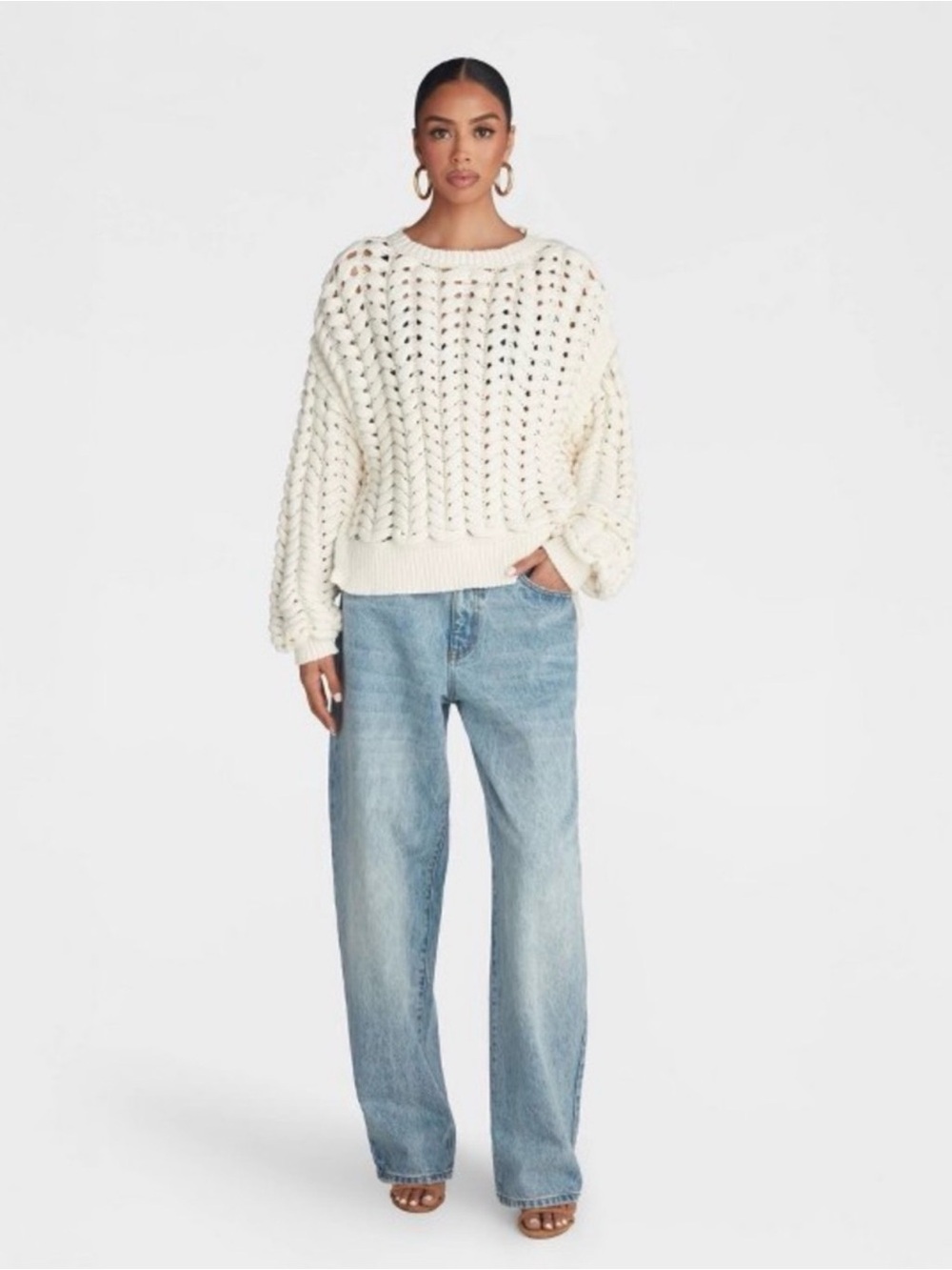 KBB by KAHLANA Women’s Pullover Sweater ‘ the Chunky Knit Crew’ NWT szM